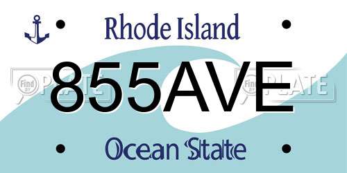 855AVE Rhode Island License Plate