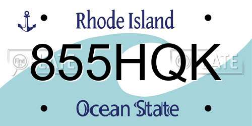 855HQK Rhode Island License Plate