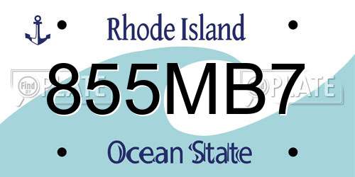 855MB7 Rhode Island License Plate