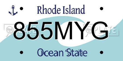855MYG Rhode Island License Plate