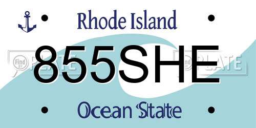 855SHE Rhode Island License Plate
