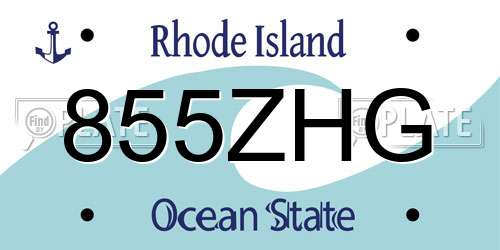 855ZHG Rhode Island License Plate