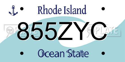 855ZYC Rhode Island License Plate