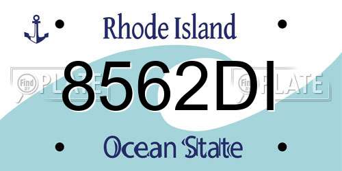 8562DI Rhode Island License Plate