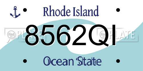 8562QI Rhode Island License Plate