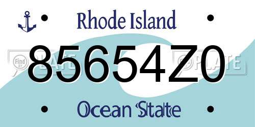 85654Z0 Rhode Island License Plate