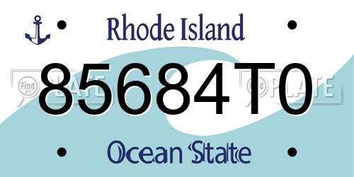 85684T0 Rhode Island License Plate
