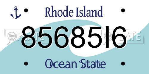 85685I6 Rhode Island License Plate
