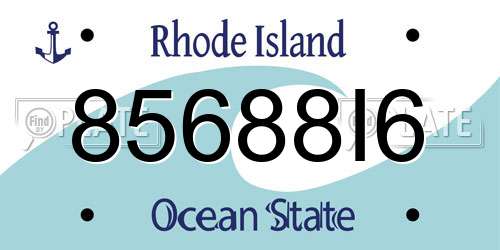 85688I6 Rhode Island License Plate