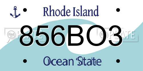 856BO3 Rhode Island License Plate