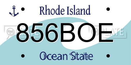 856BOE Rhode Island License Plate