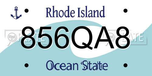 856QA8 Rhode Island License Plate