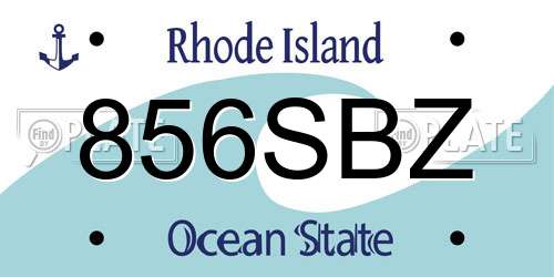 856SBZ Rhode Island License Plate