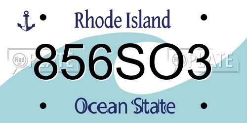 856SO3 Rhode Island License Plate