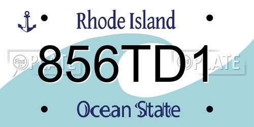 856TD1 Rhode Island License Plate