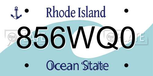 856WQ0 Rhode Island License Plate