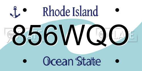 856WQO Rhode Island License Plate