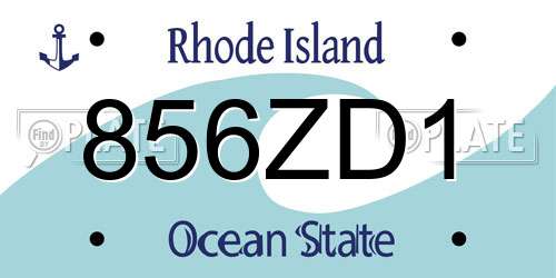 856ZD1 Rhode Island License Plate