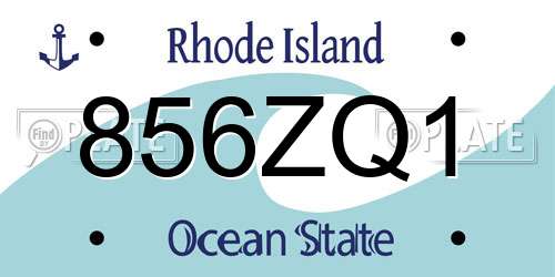 856ZQ1 Rhode Island License Plate