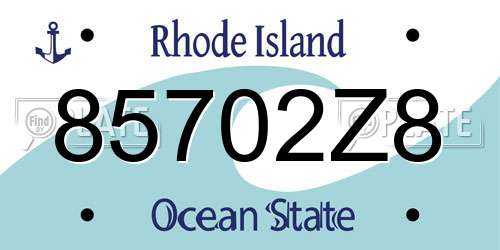 85702Z8 Rhode Island License Plate
