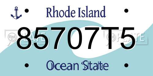 85707T5 Rhode Island License Plate