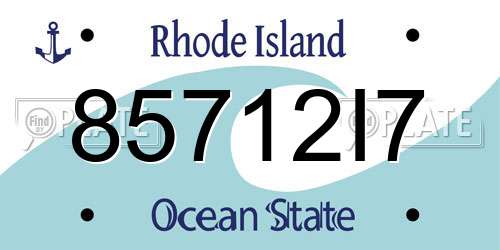 85712I7 Rhode Island License Plate