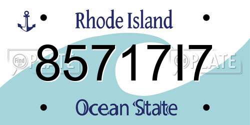 85717I7 Rhode Island License Plate