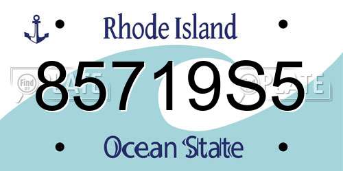 85719S5 Rhode Island License Plate