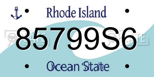 85799S6 Rhode Island License Plate