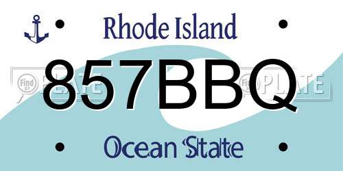 857BBQ Rhode Island License Plate