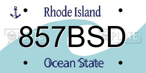 857BSD Rhode Island License Plate