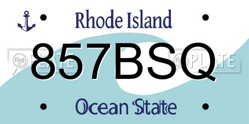 857BSQ Rhode Island License Plate