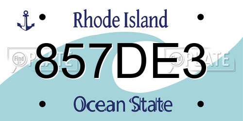857DE3 Rhode Island License Plate