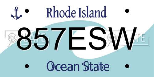857ESW Rhode Island License Plate