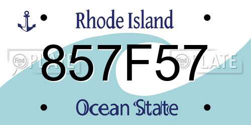 857F57 Rhode Island License Plate