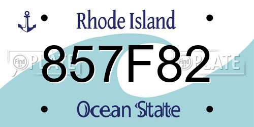 857F82 Rhode Island License Plate