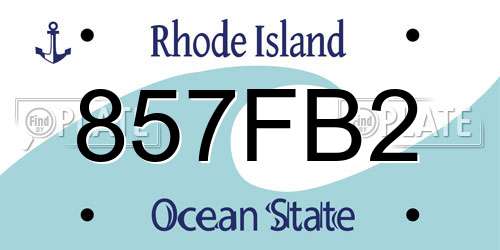 857FB2 Rhode Island License Plate