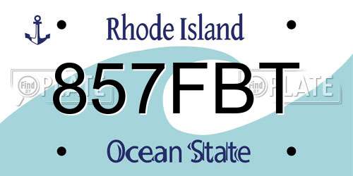 857FBT Rhode Island License Plate