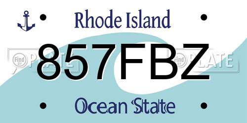 857FBZ Rhode Island License Plate