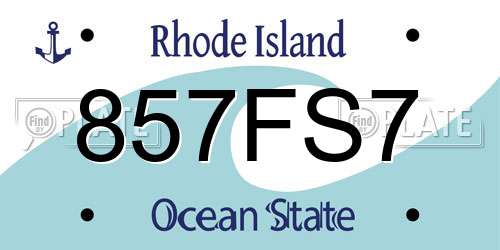 857FS7 Rhode Island License Plate