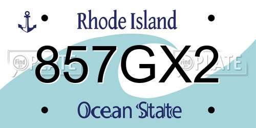 857GX2 Rhode Island License Plate