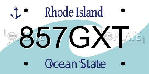 857GXT Rhode Island License Plate
