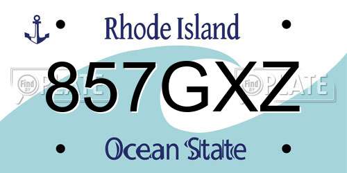 857GXZ Rhode Island License Plate