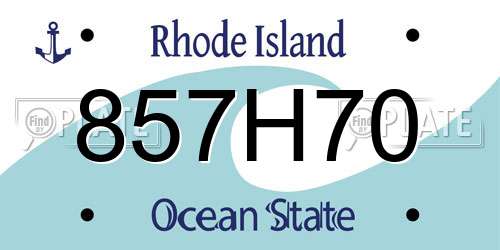 857H70 Rhode Island License Plate