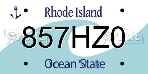 857HZ0 Rhode Island License Plate