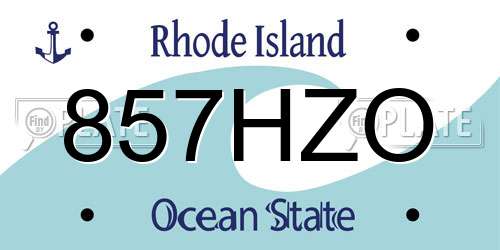 857HZO Rhode Island License Plate
