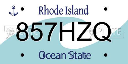 857HZQ Rhode Island License Plate