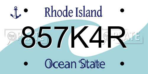 857K4R Rhode Island License Plate