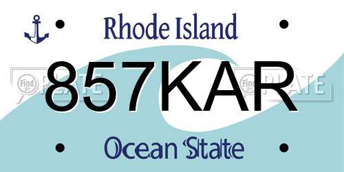 857KAR Rhode Island License Plate