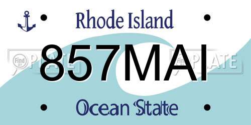 857MAI Rhode Island License Plate